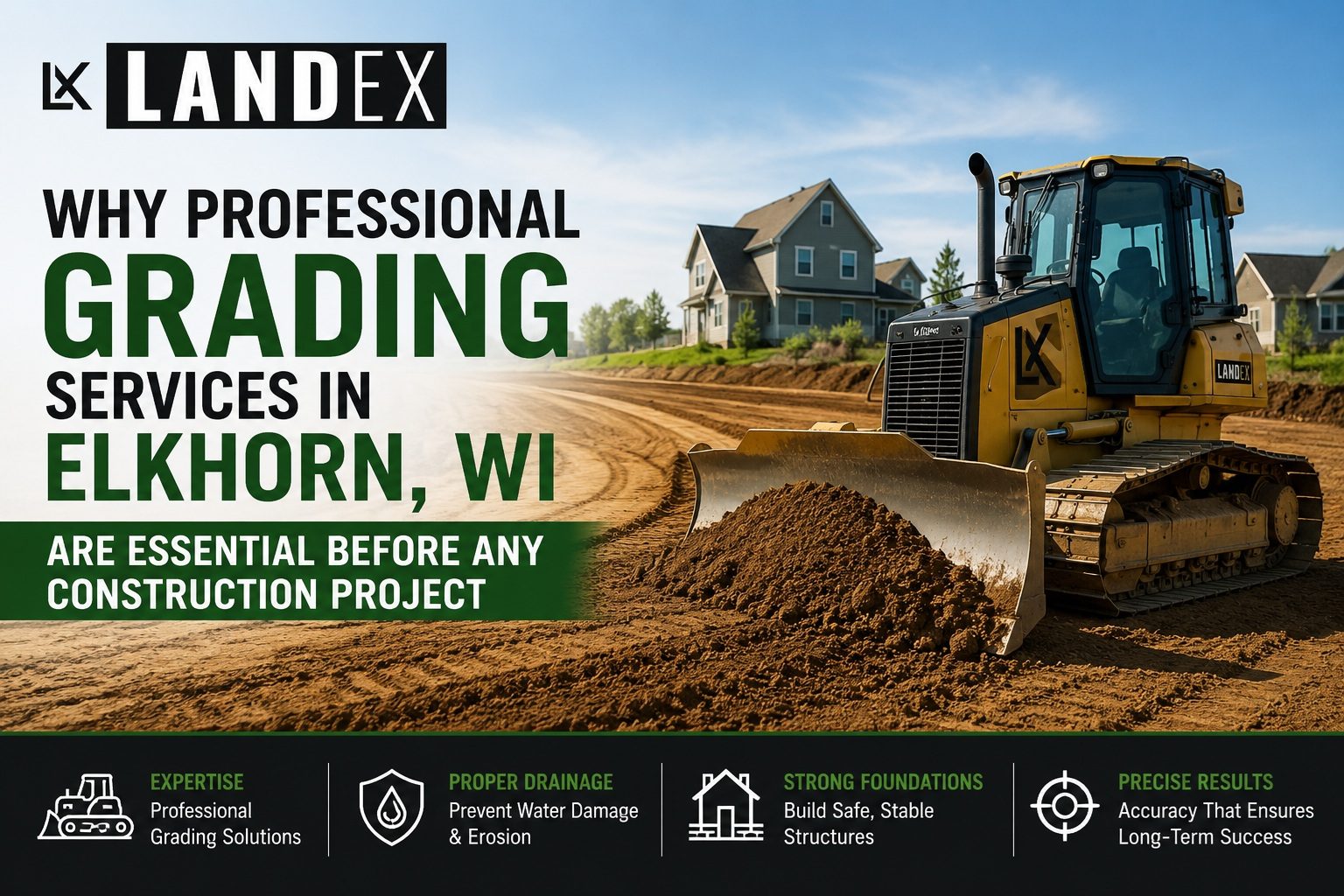 Landex — excavation, grading, land clearing and drainage in Elkhorn and Lake Geneva, Wisconsin