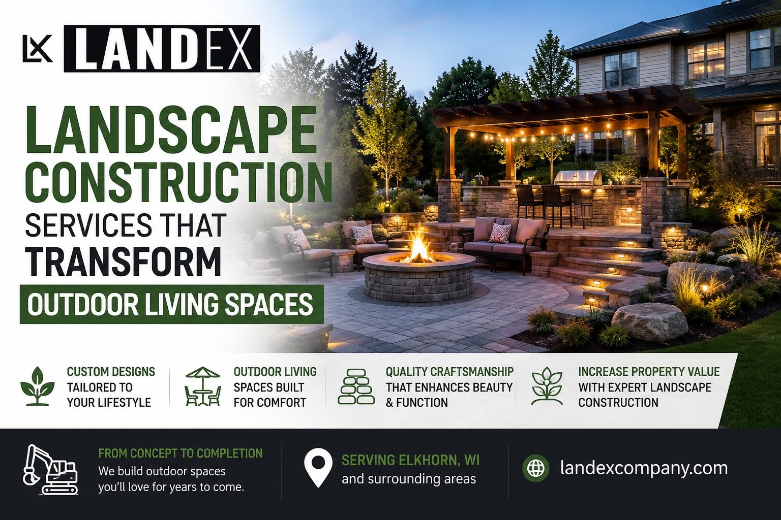 Landex — excavation, grading, land clearing and drainage in Elkhorn and Lake Geneva, Wisconsin